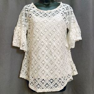 Yixian Lace Top, Ivory/Cream